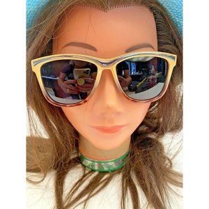 Italy design Oversize Sunglasses SR31721 Cream -Light Brown tortoise bottom lens